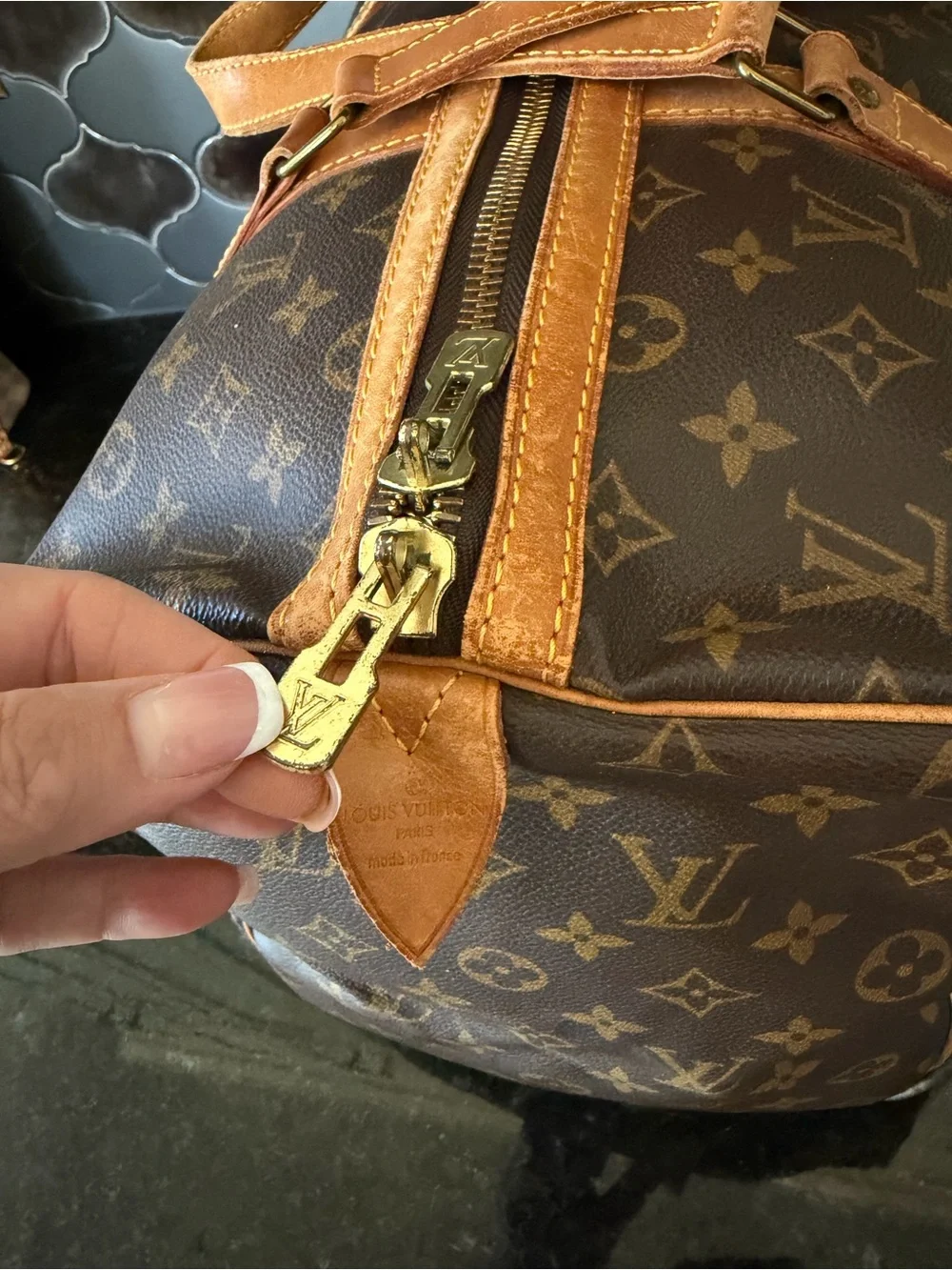 Louis Vuitton Monogram Canvas Duffel with Tan Leather Trim